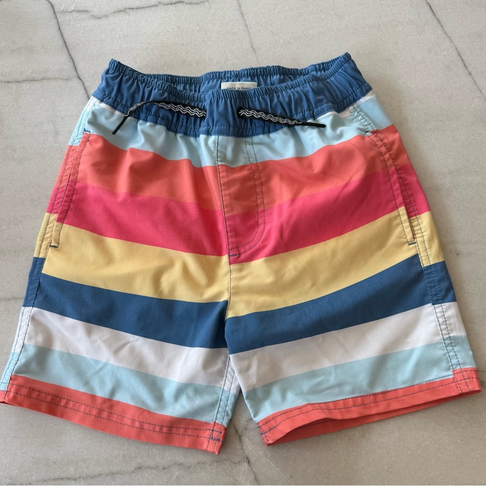 Colorful Striped Kids Swim Trunks
